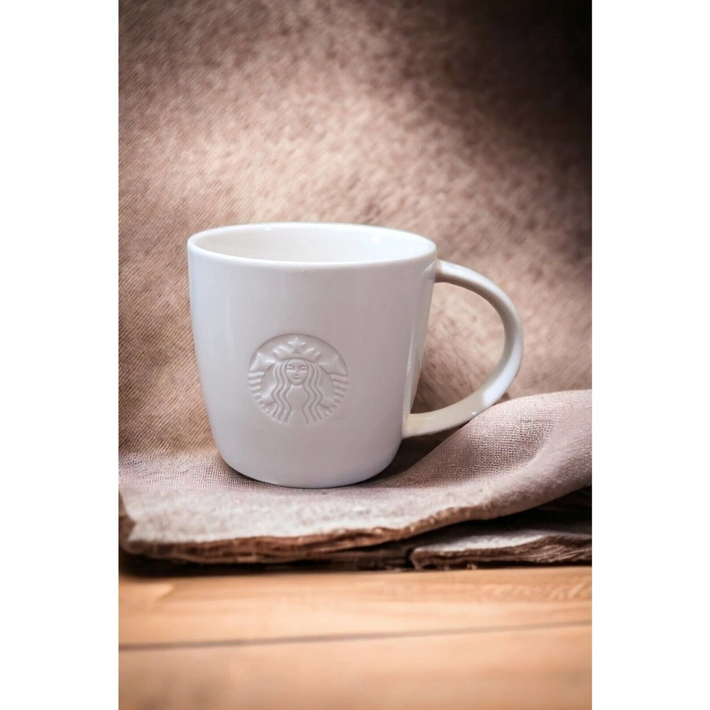 Starbucks 2010 Tall Etched Logo Mermaid Siren Mug Double Tail Cup
